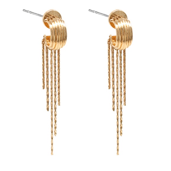 Chain Fringe Drop Open Hoops - Picture 1 of 1
